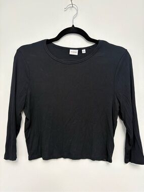Sunday Best Black Slim Ribbed Long Sleeve Crew Top